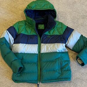 L.L. Bean Kids Green and Navy Puffer Jacket (sz XL)
